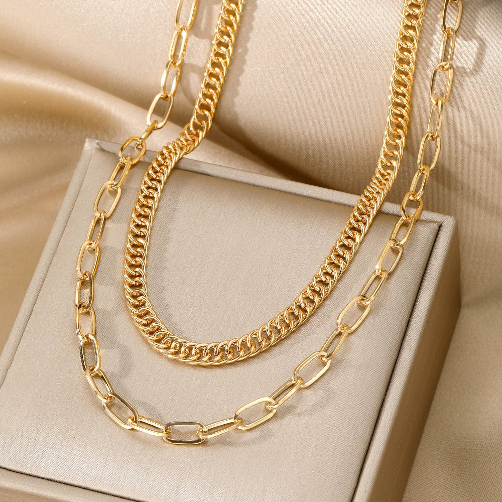 Alloy Metal Women's Multilayered Twist Chain Snake Bone Necklace With Geometric Pattern And Electroplating - Image 7
