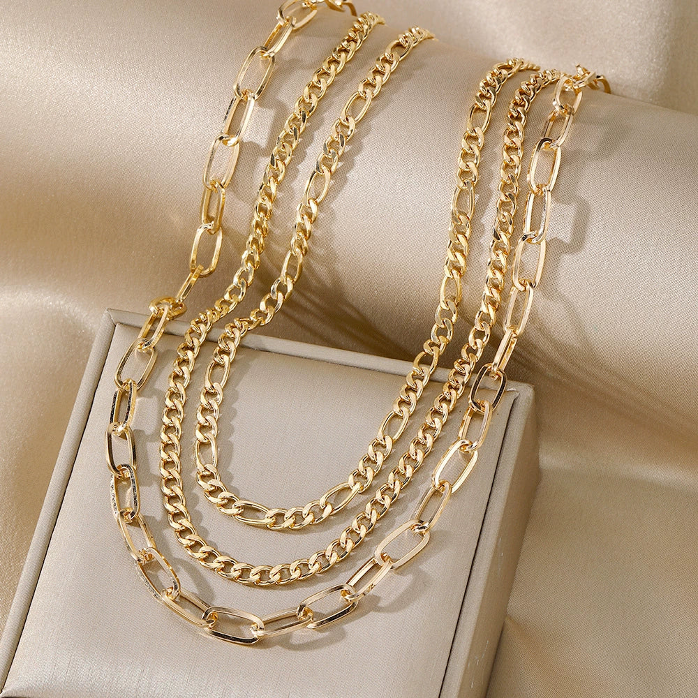Alloy Metal Women's Multilayered Twist Chain Snake Bone Necklace With Geometric Pattern And Electroplating - Image 9