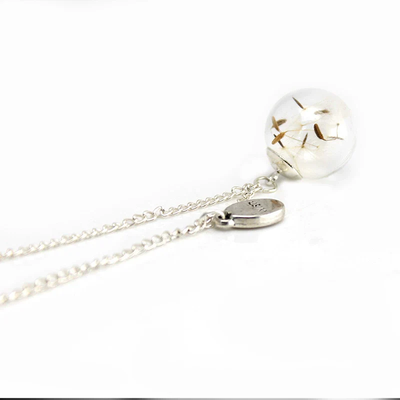 Alloy Natural Eternal Flower Three Dimensional Glass Ball Pendant Necklace With Geometric Original Design - Image 3