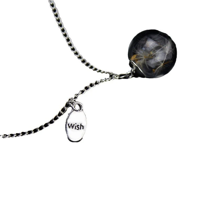 Alloy Natural Eternal Flower Three Dimensional Glass Ball Pendant Necklace With Geometric Original Design - Image 5