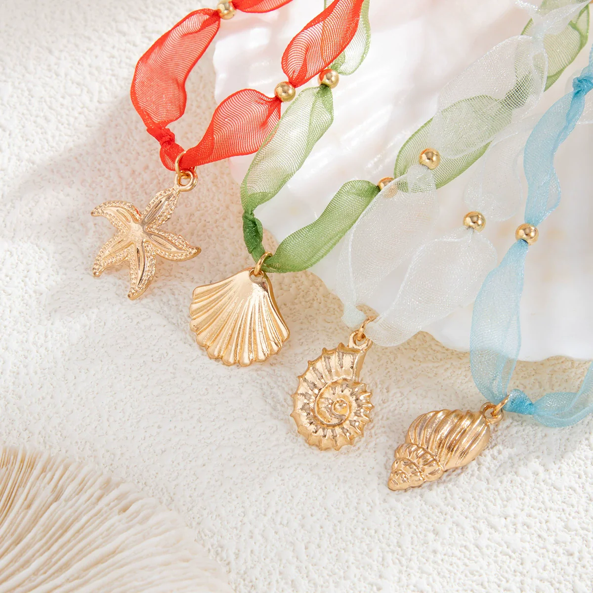Alloy Ocean Style Starfish Scallop Animal Zodiac Electroplated Necklace For Women - Image 4