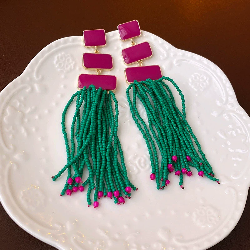Alloy Oil Dripping Geometric Earrings Highend Retro Exaggerated Style - Image 6