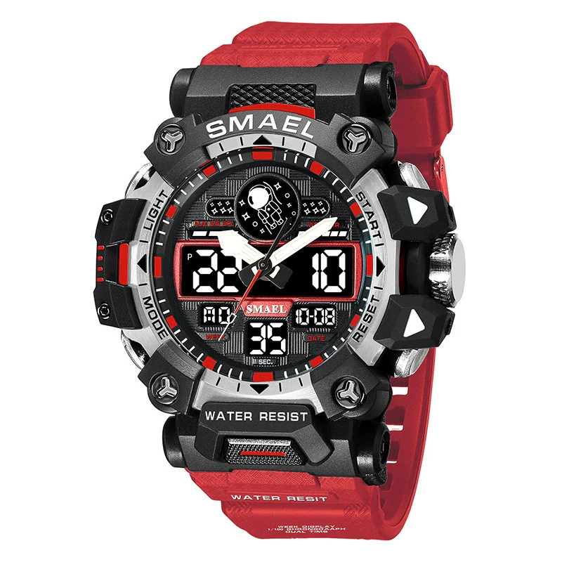 Alloy Outdoor Sports Watch For Men With Plexiglass Mirror Pu Strap Round Dial Waterproof Electronic - Image 10