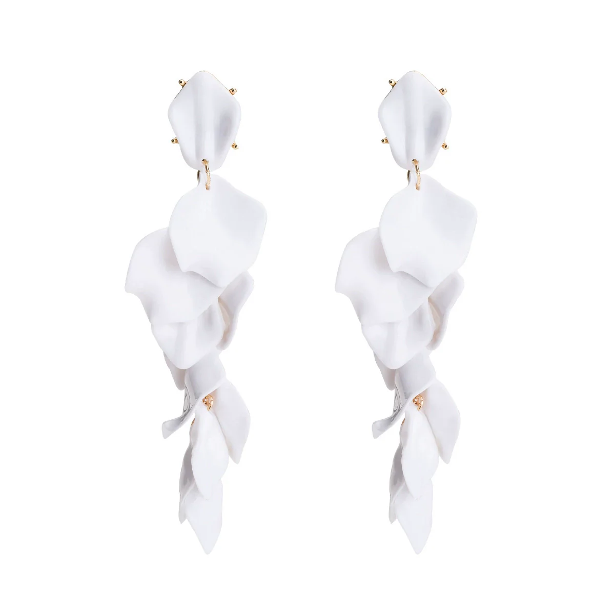 Alloy Petals Pattern Spraypainted Multilayer Tassel Earrings For Women - Image 5