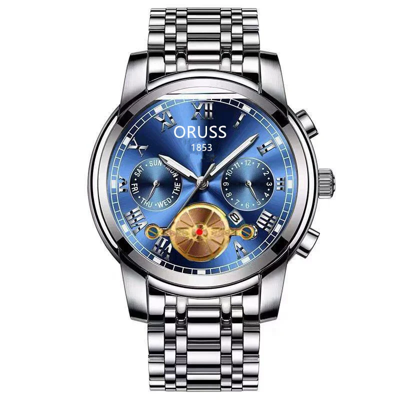 Alloy Quartz And Mechanical Wrist Watch Round Dial Pointer Display Mineral Strengthened Glass Mirror For Men - Image 5