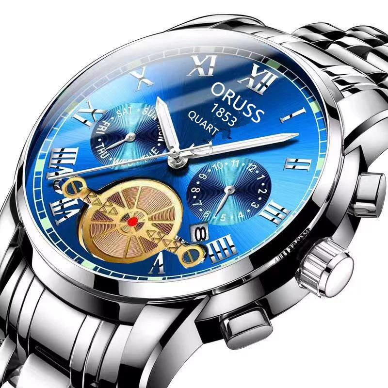 Alloy Quartz And Mechanical Wrist Watch Round Dial Pointer Display Mineral Strengthened Glass Mirror For Men - Image 6