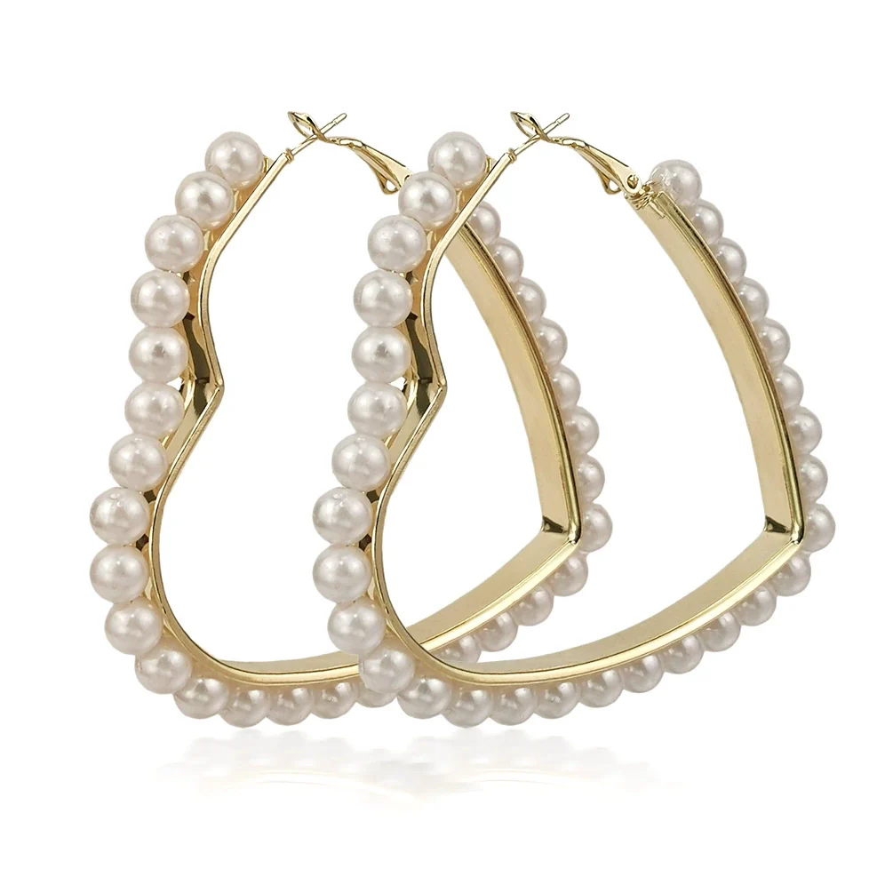 Alloy Retro Fashion Heart Circle Electroplated Pearl Earrings