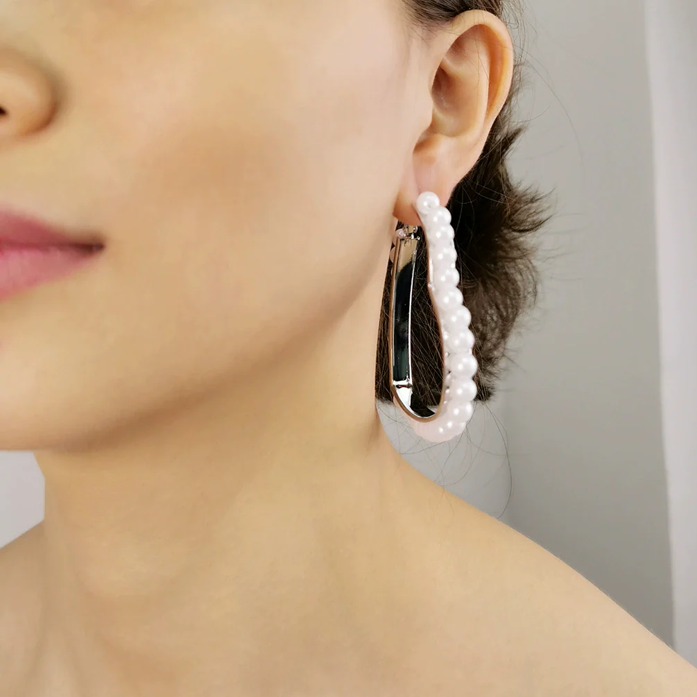 Alloy Retro Fashion Heart Circle Electroplated Pearl Earrings - Image 4