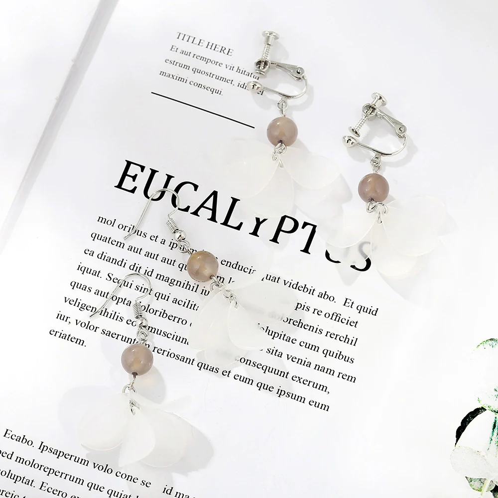 Alloy Retro Flower Style Earrings With Pearl Pendant