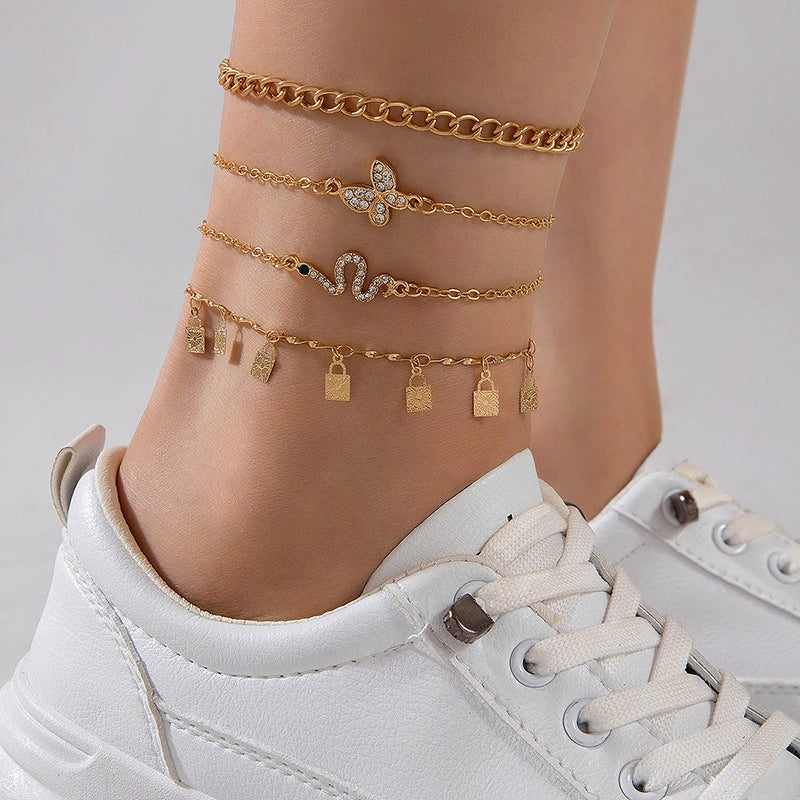 Alloy Rhinestone Anklet Geometric Style Unisex Foot Decoration - Image 10