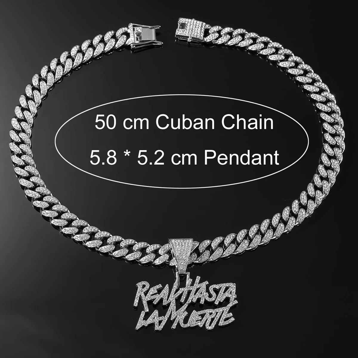 Alloy Rhinestone Hip Hop Letter Pendant Necklace - Image 4