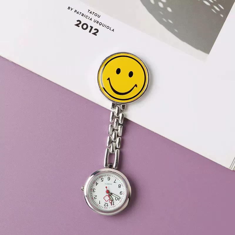 Alloy Round Smiley Face Fashion Nurse Pocket Watch For Girls And Students - Image 2