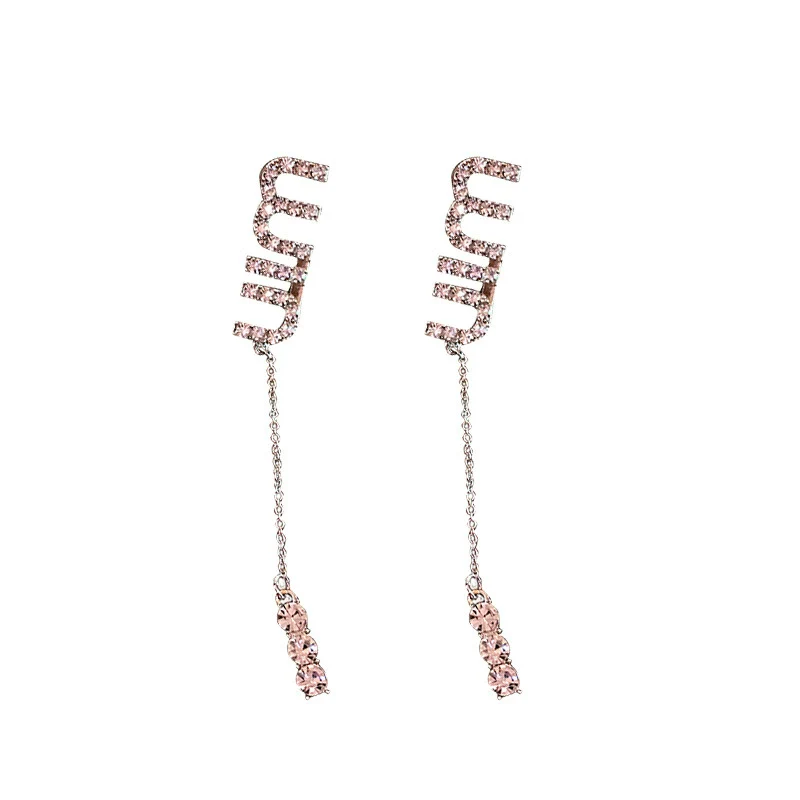Alloy Silver Zircon Letter Earrings Electroplating High Sense Fashion Niche Simple Allmatch Women's Earrings - Image 5