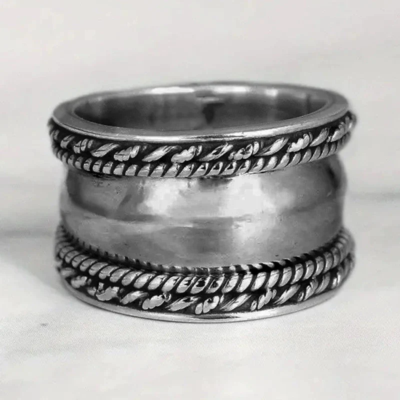 Alloy Simple Retro Ring Electroplating Smooth Twist Design - Image 7