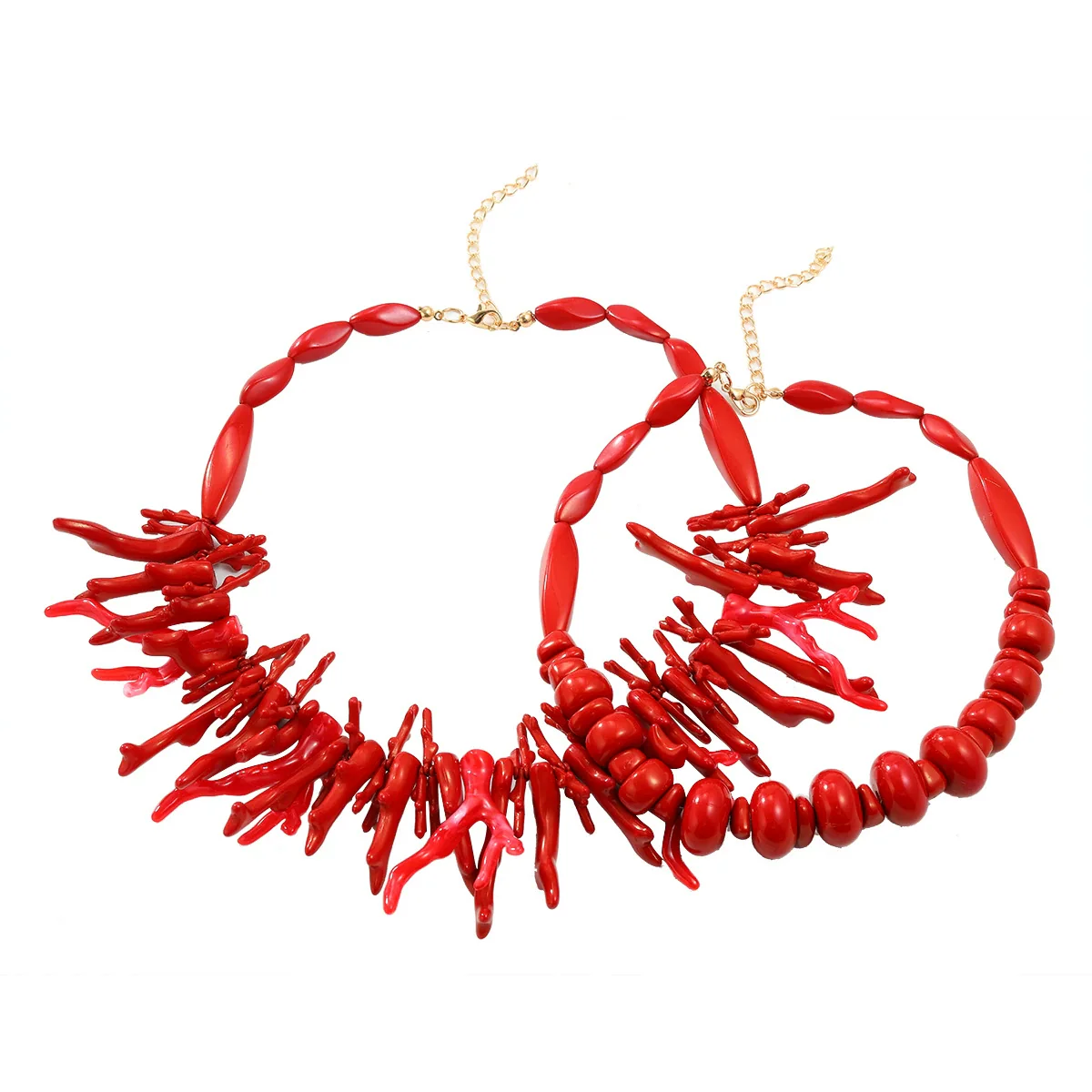 Alloy Snake Bone Chain Coral Shape Necklace With Geometric Pattern Electroplated For Women Bohemian Style - Image 5