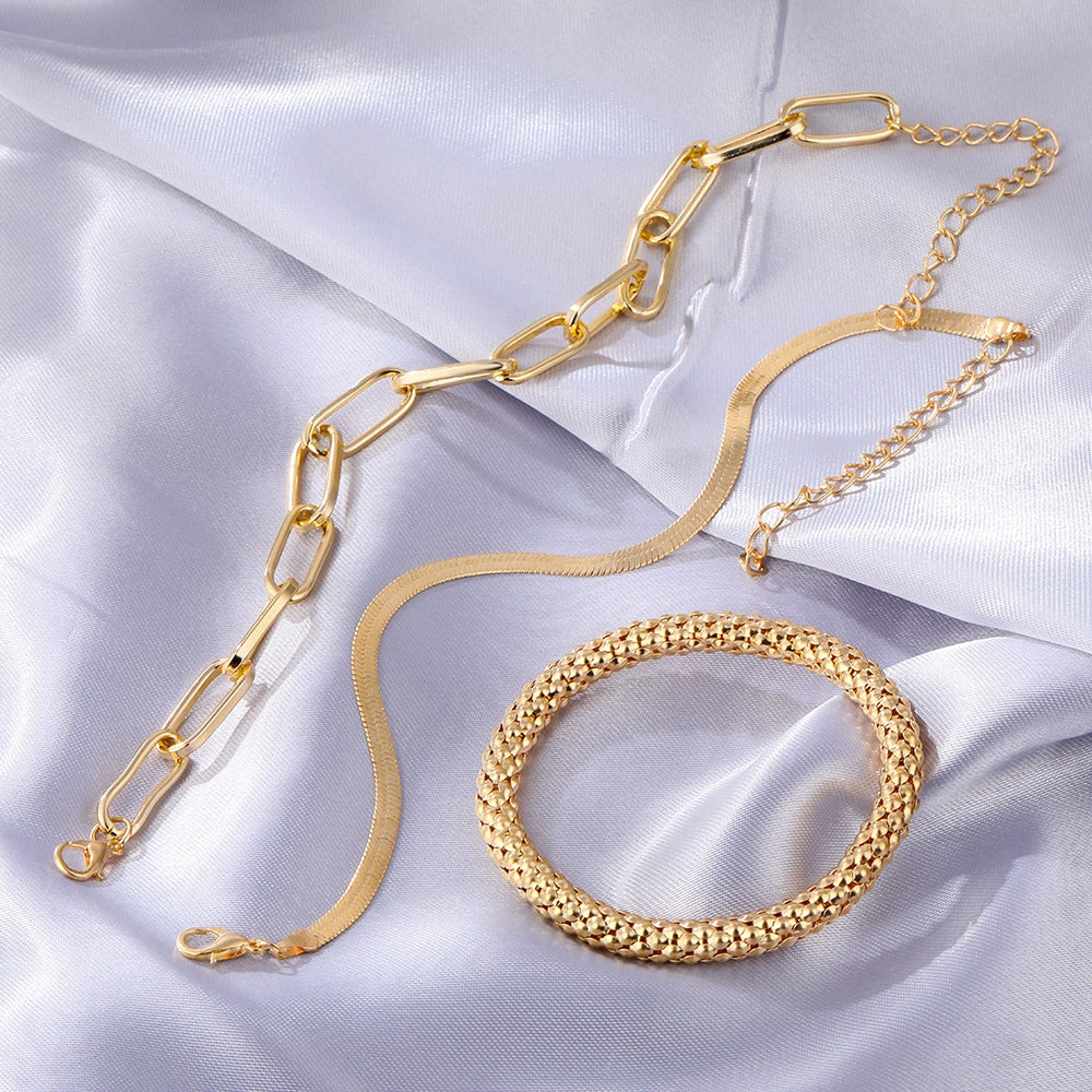 Alloy Snake Bone Chain Multilayer Bracelet Geometric Retro Style Electroplated For Women - Image 4