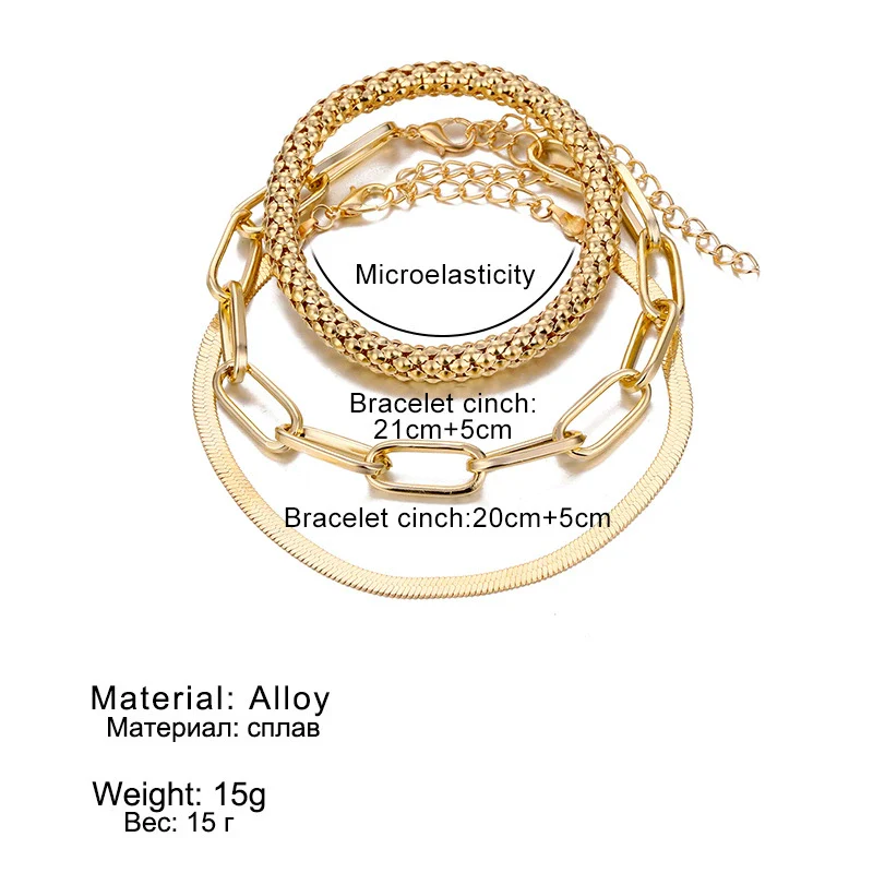 Alloy Snake Bone Chain Multilayer Bracelet Geometric Retro Style Electroplated For Women - Image 5
