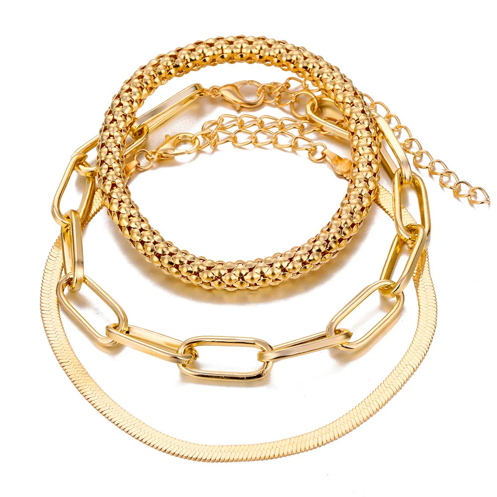 Alloy Snake Bone Chain Multilayer Bracelet Geometric Retro Style Electroplated For Women - Image 6