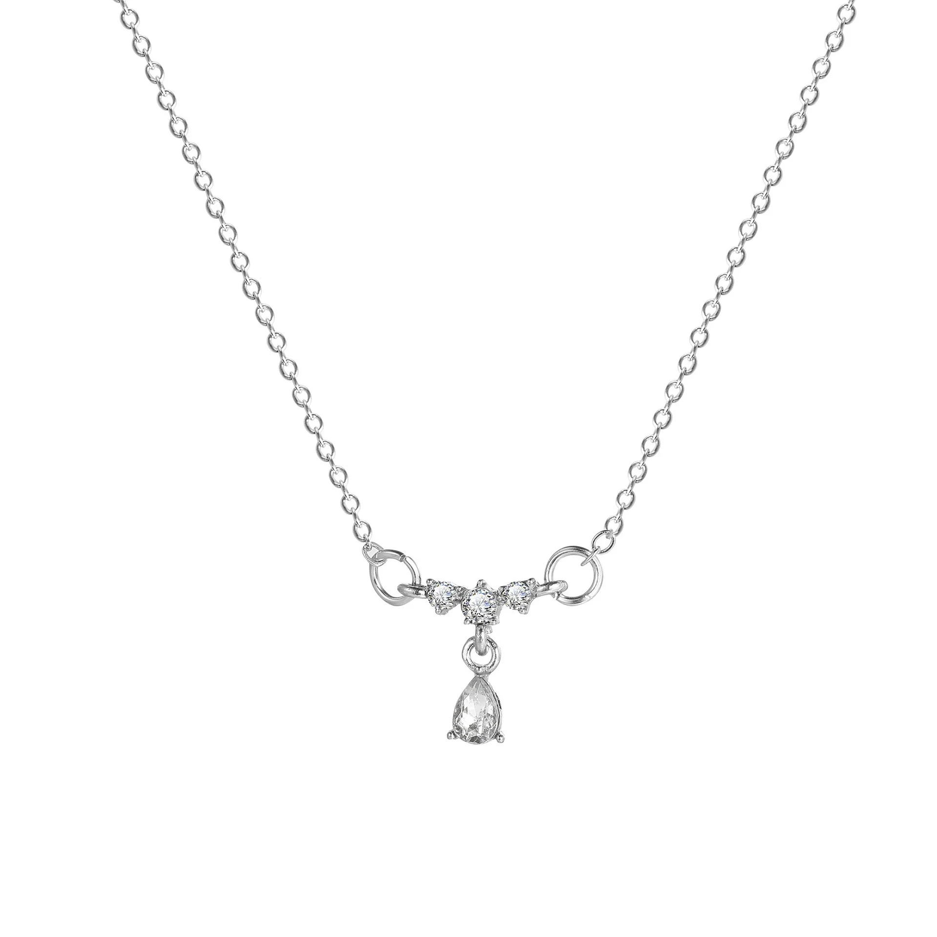 Alloy Snake Bone Chain Zircon Water Drop Pendant Necklace Punk Geometric Electroplated Design Unisex - Image 5