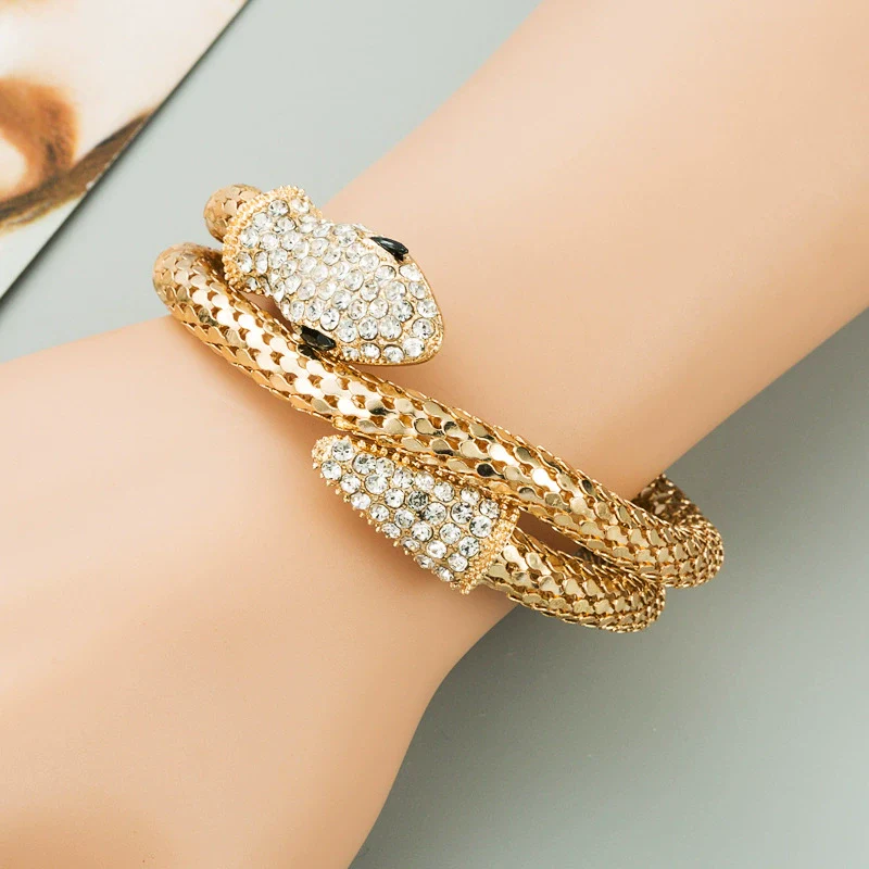 Alloy Snakeshaped Winding Bracelet Inlaid With Rhinestones Punk Style Jewelry For Men And Women - Image 6