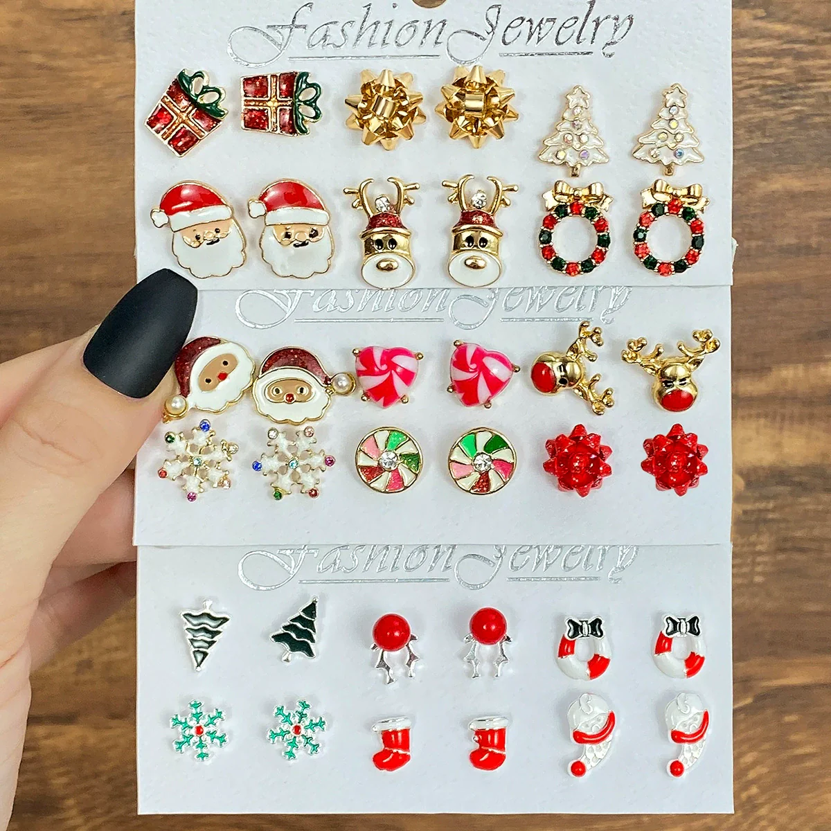 Alloy Snowflake Bell Geometric Oil Dripping Women's Earrings Set
