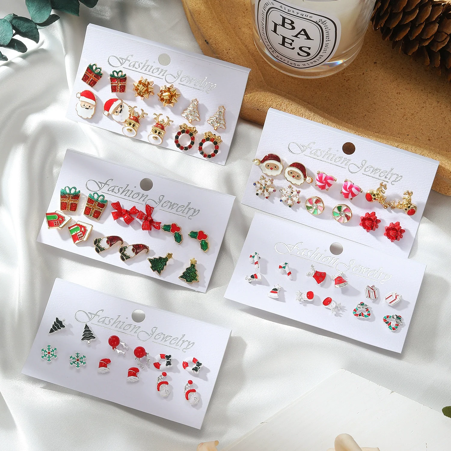 Alloy Snowflake Bell Geometric Oil Dripping Women's Earrings Set - Image 2