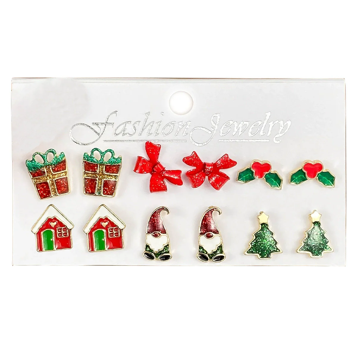 Alloy Snowflake Bell Geometric Oil Dripping Women's Earrings Set - Image 4