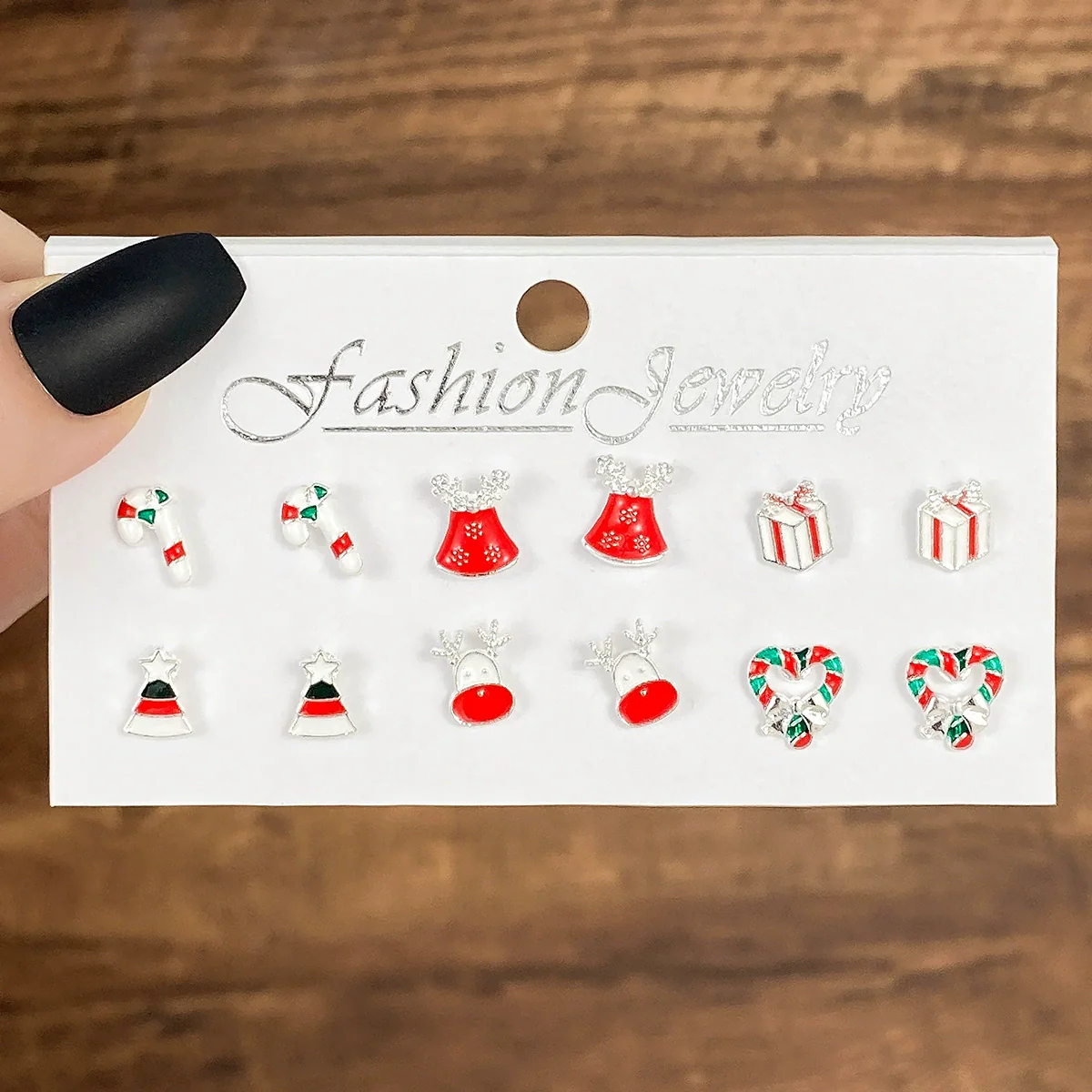 Alloy Snowflake Bell Geometric Oil Dripping Women's Earrings Set - Image 7