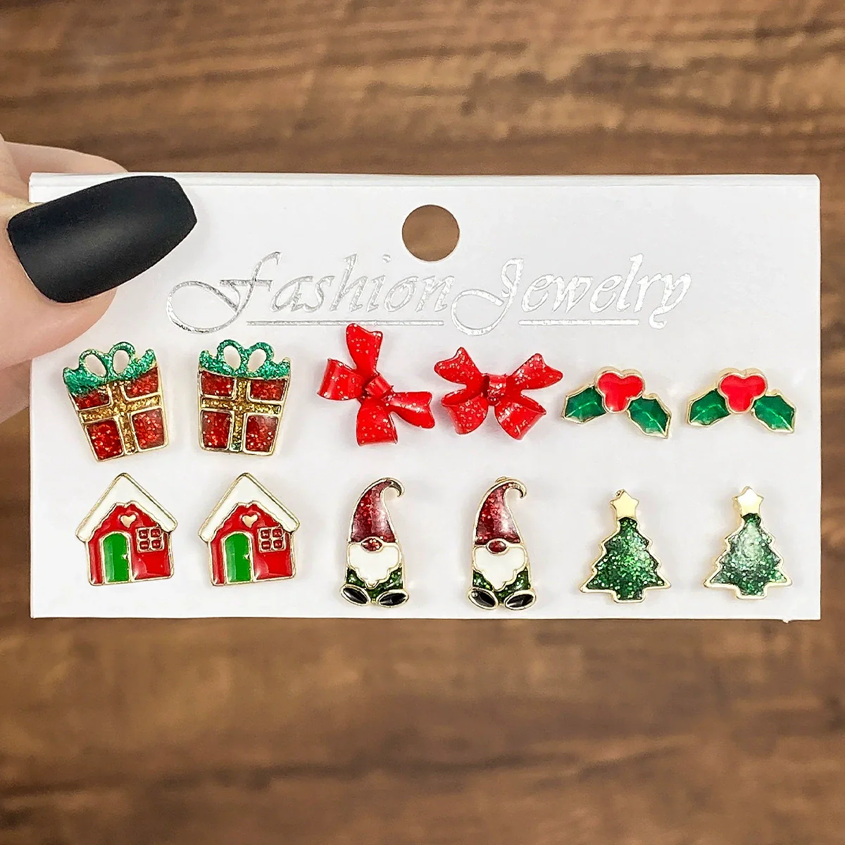 Alloy Snowflake Bell Geometric Oil Dripping Women's Earrings Set - Image 8