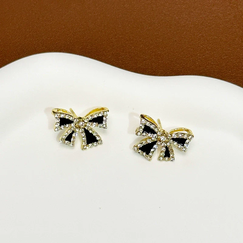 Alloy Stainless Steel Electroplating Bow Earrings For Women - Image 3