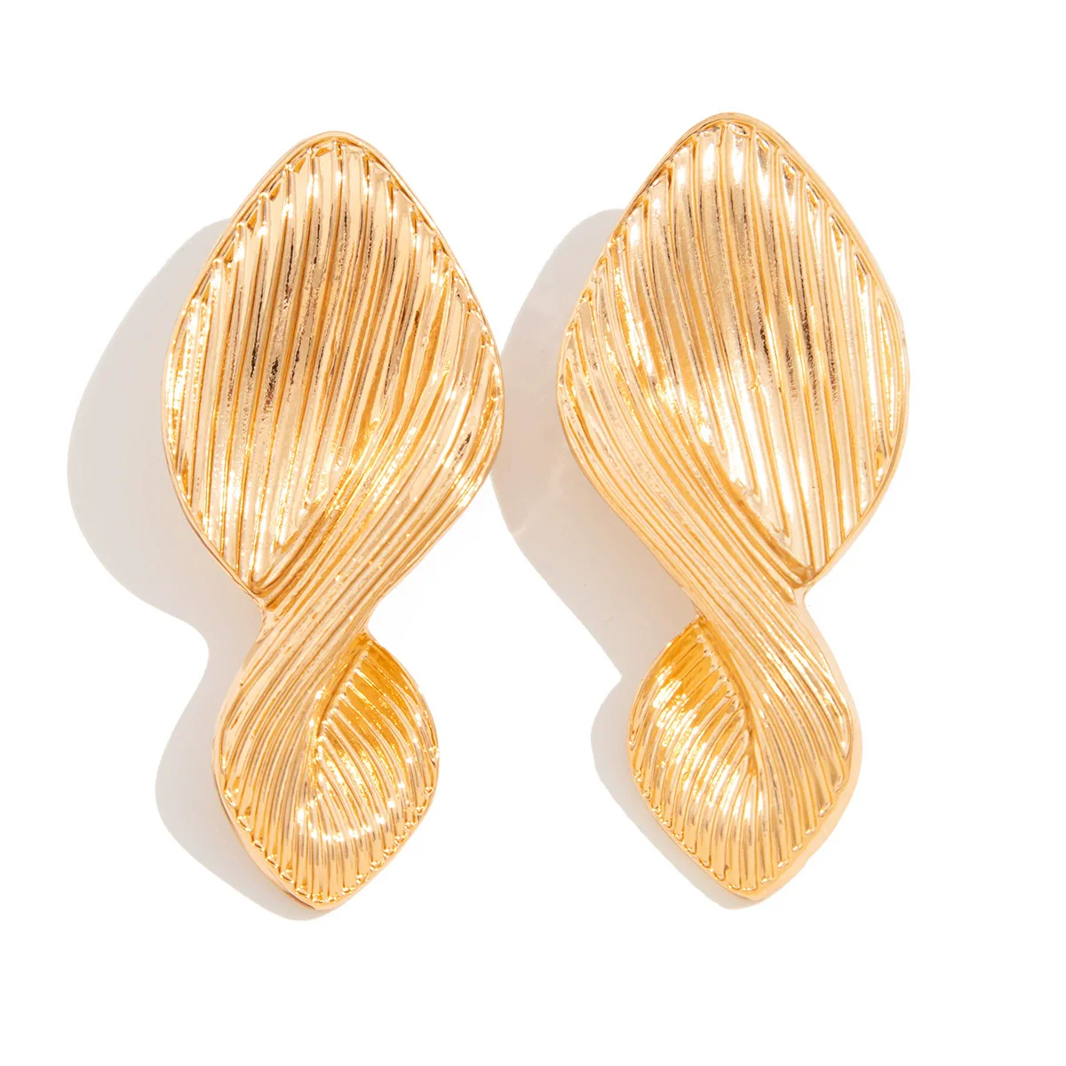 Alloy Stainless Steel Geometric Square Heart Pleated Electroplated Women's Earrings - Image 5