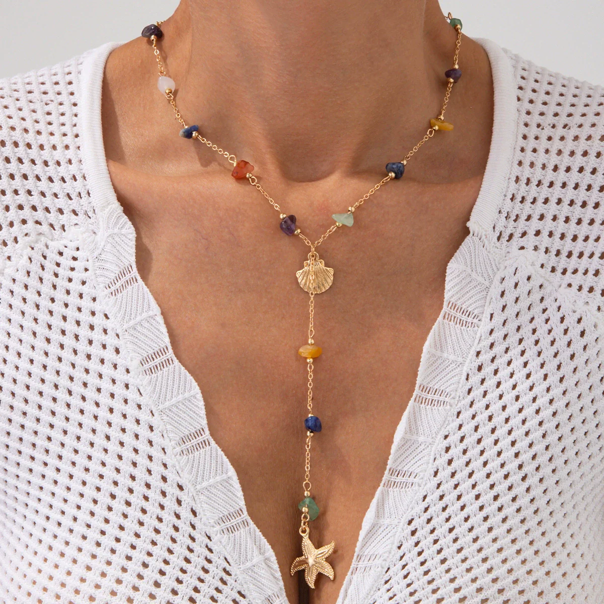 Alloy Star Pattern Clavicle Chain Necklace With Electroplating