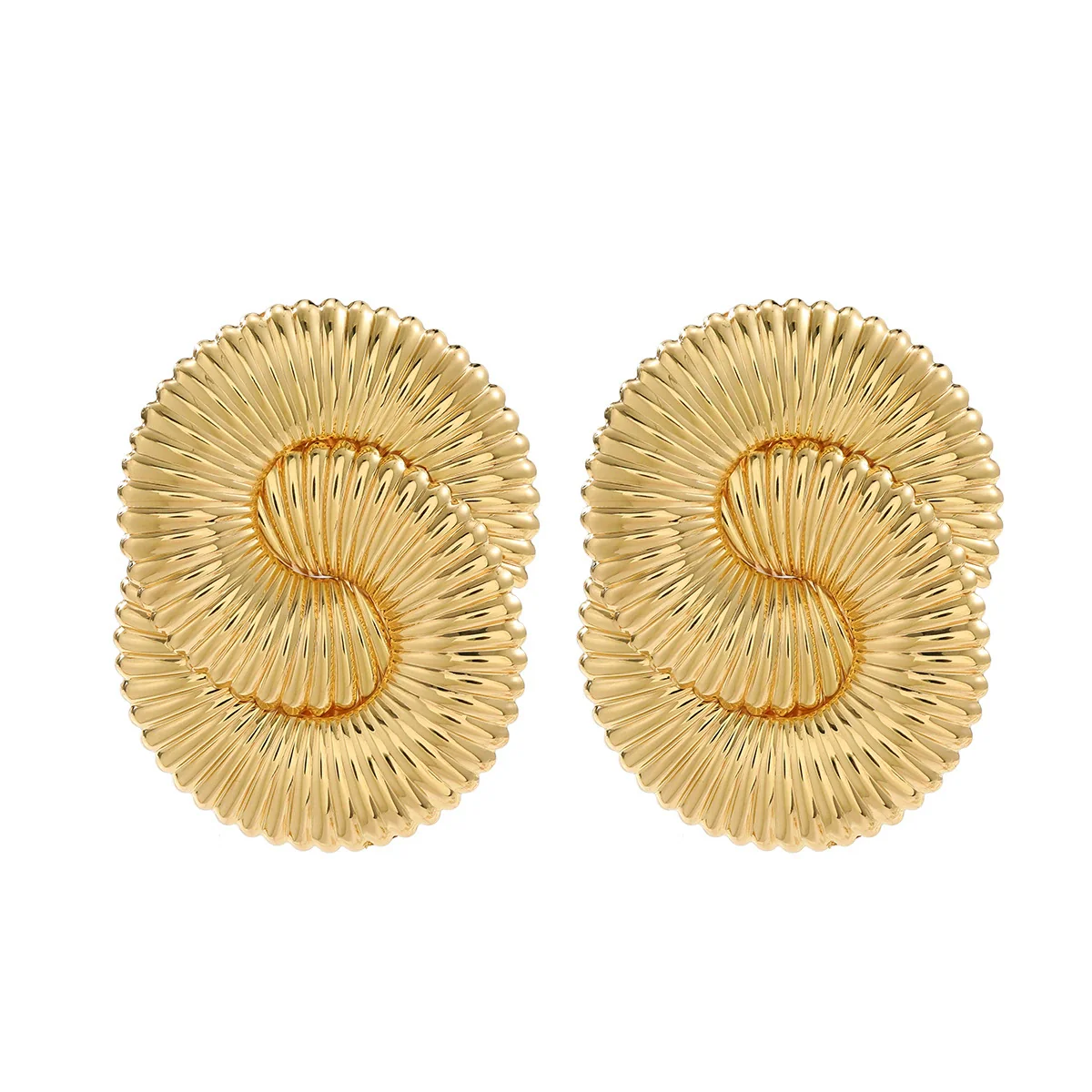 Alloy Twisted Corrugated Geometric Electroplated Ladies Earrings - Image 5