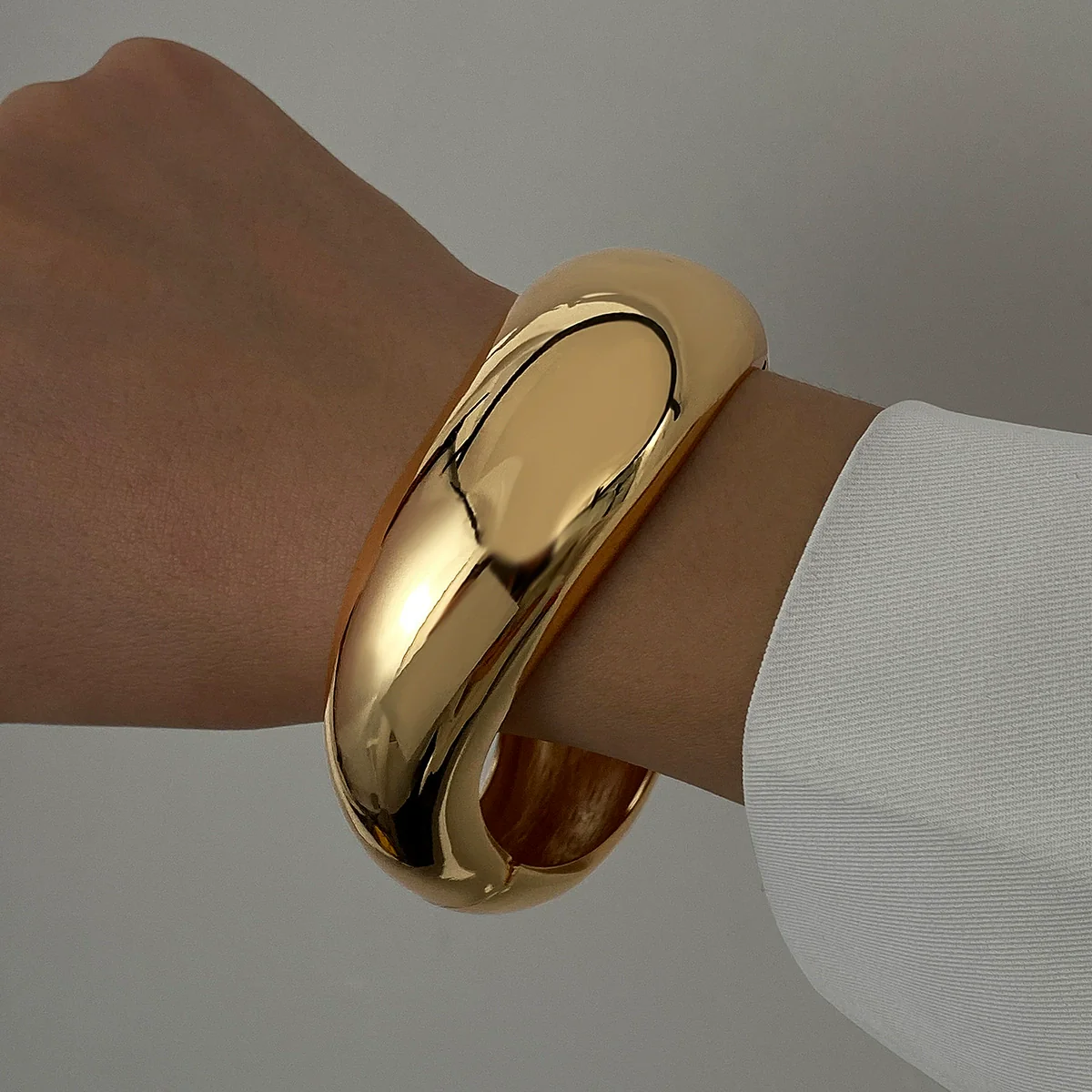 Alloy Wide Bracelet Geometric Style With Hammering Pattern Letters Numbers Text Electroplated