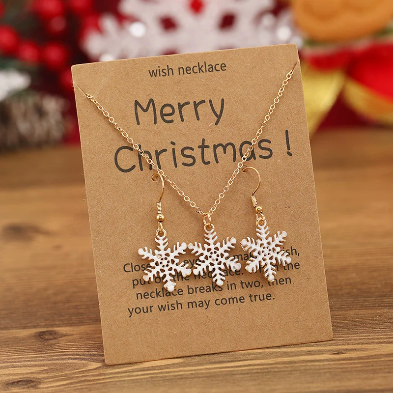Alloy Women's 2Piece Set With Water Wave Chain Snowflake And Flower Pattern For Christmas - Image 3