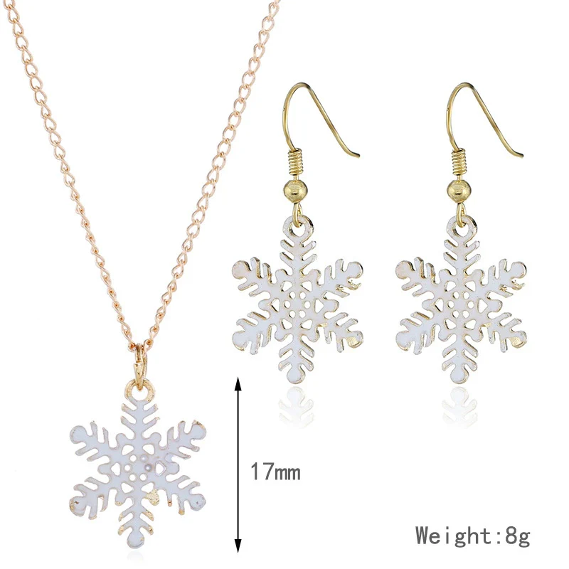 Alloy Women's 2Piece Set With Water Wave Chain Snowflake And Flower Pattern For Christmas - Image 4