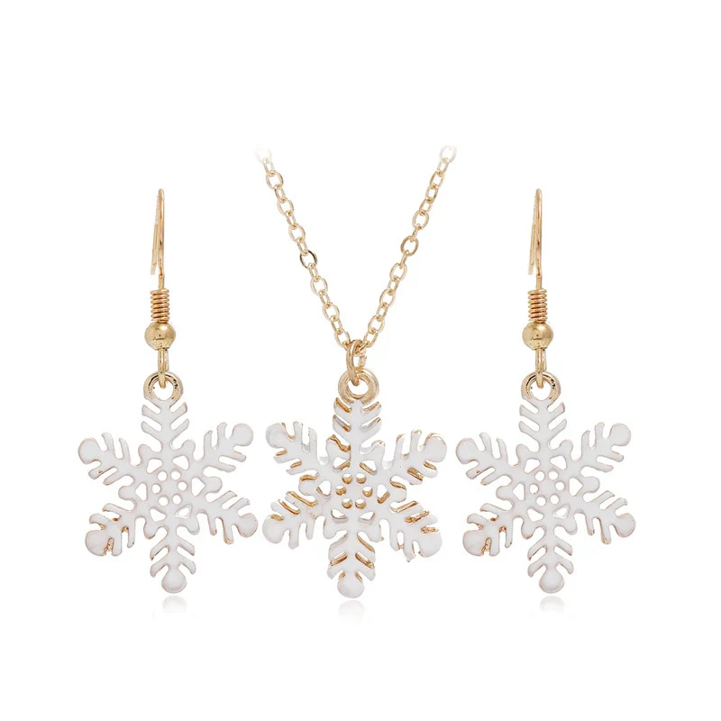 Alloy Women's 2Piece Set With Water Wave Chain Snowflake And Flower Pattern For Christmas - Image 6