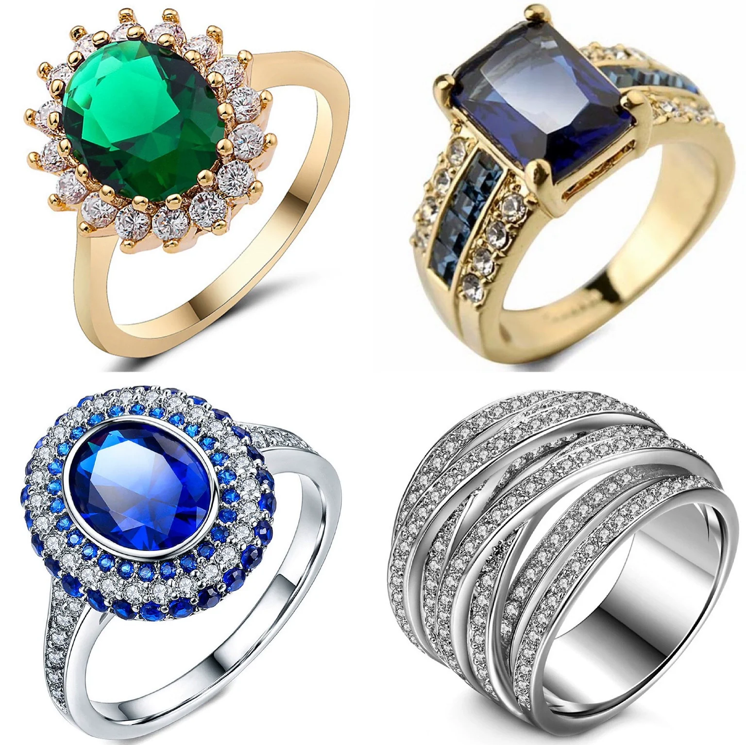 Alloy Women's Geometric Diamond Ring - Image 2