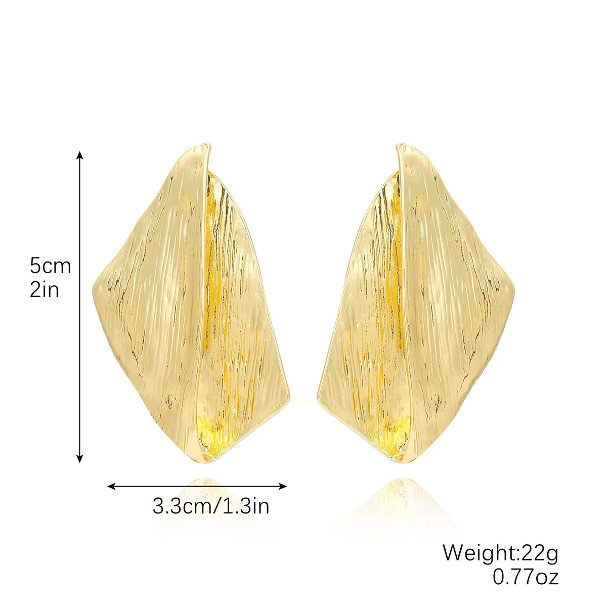 Alloy Women's Geometric Retro Pleated Brushed Texture Electroplated Earrings - Image 6