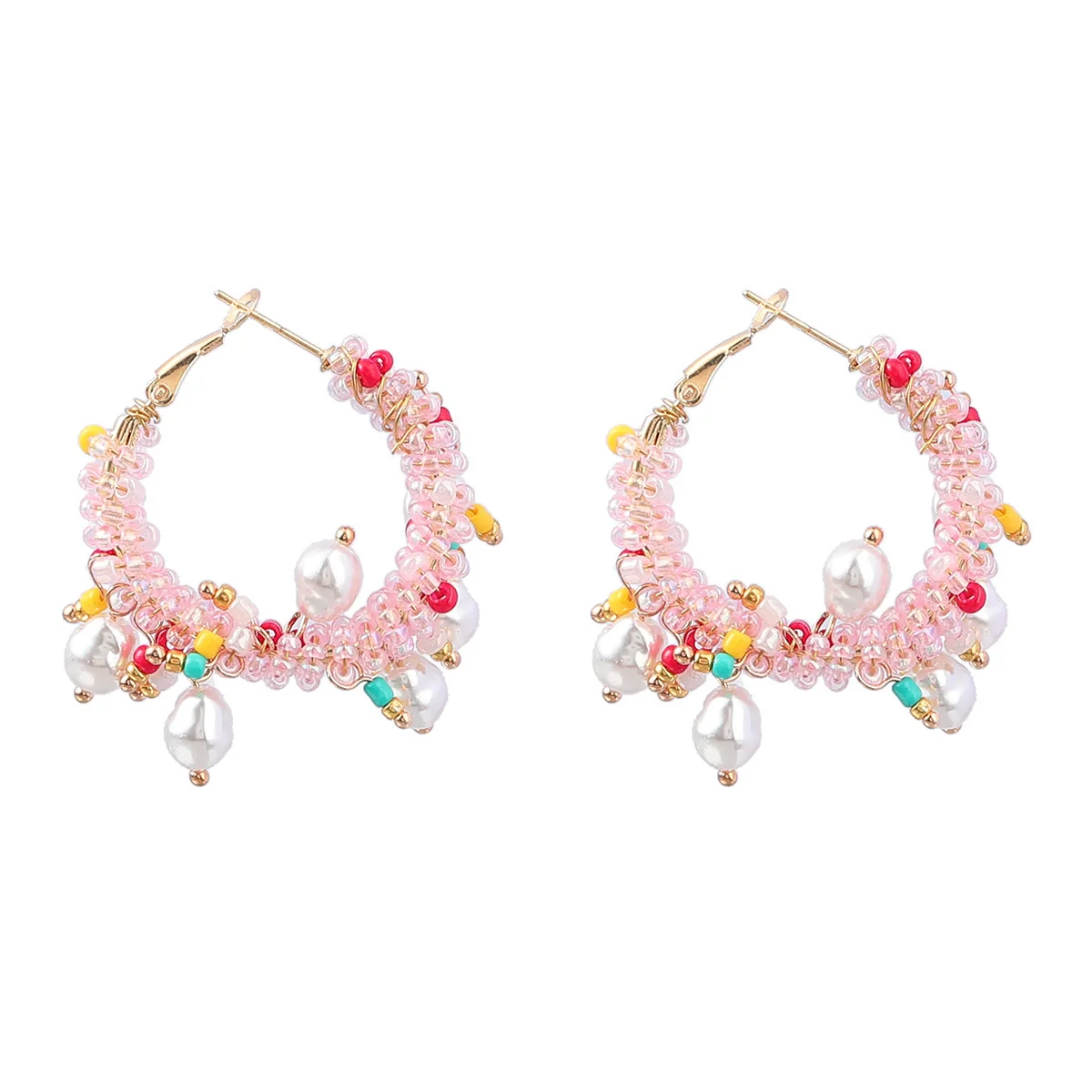 Alloy Woven Flower And Geometric Imitation Pearl Earrings For Women - Image 7
