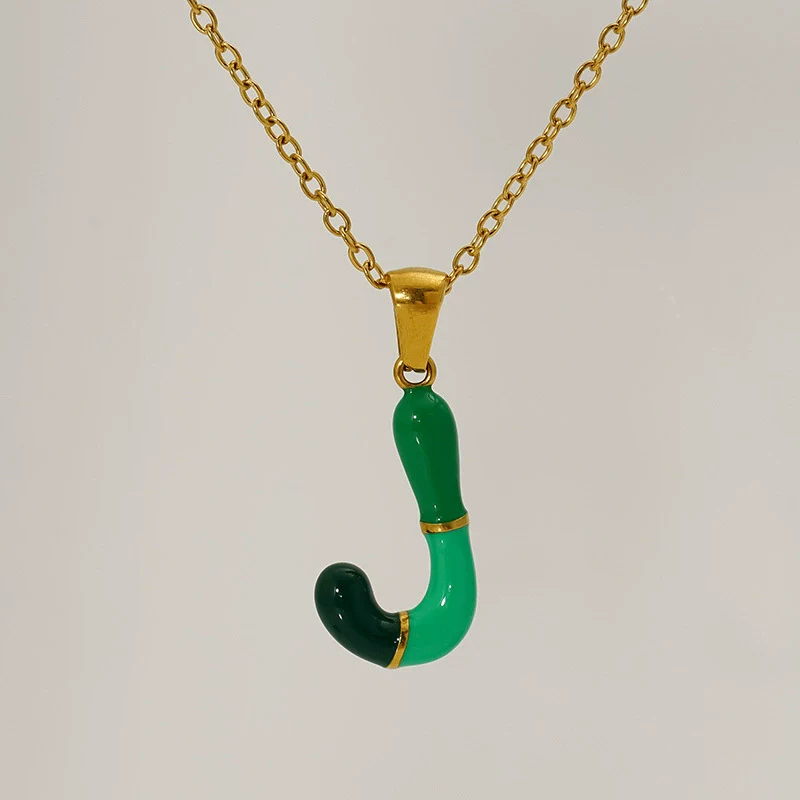 Alphabet 316L Stainless Steel Oil Drop Pendant Necklace Accessories For Women - Image 15