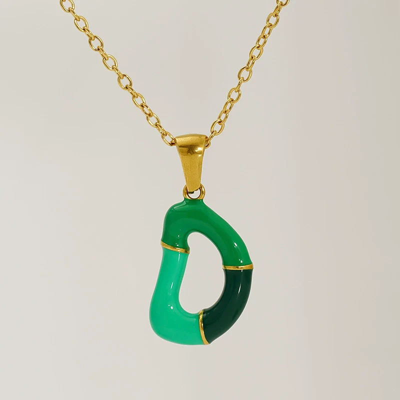 Alphabet 316L Stainless Steel Oil Drop Pendant Necklace Accessories For Women - Image 9
