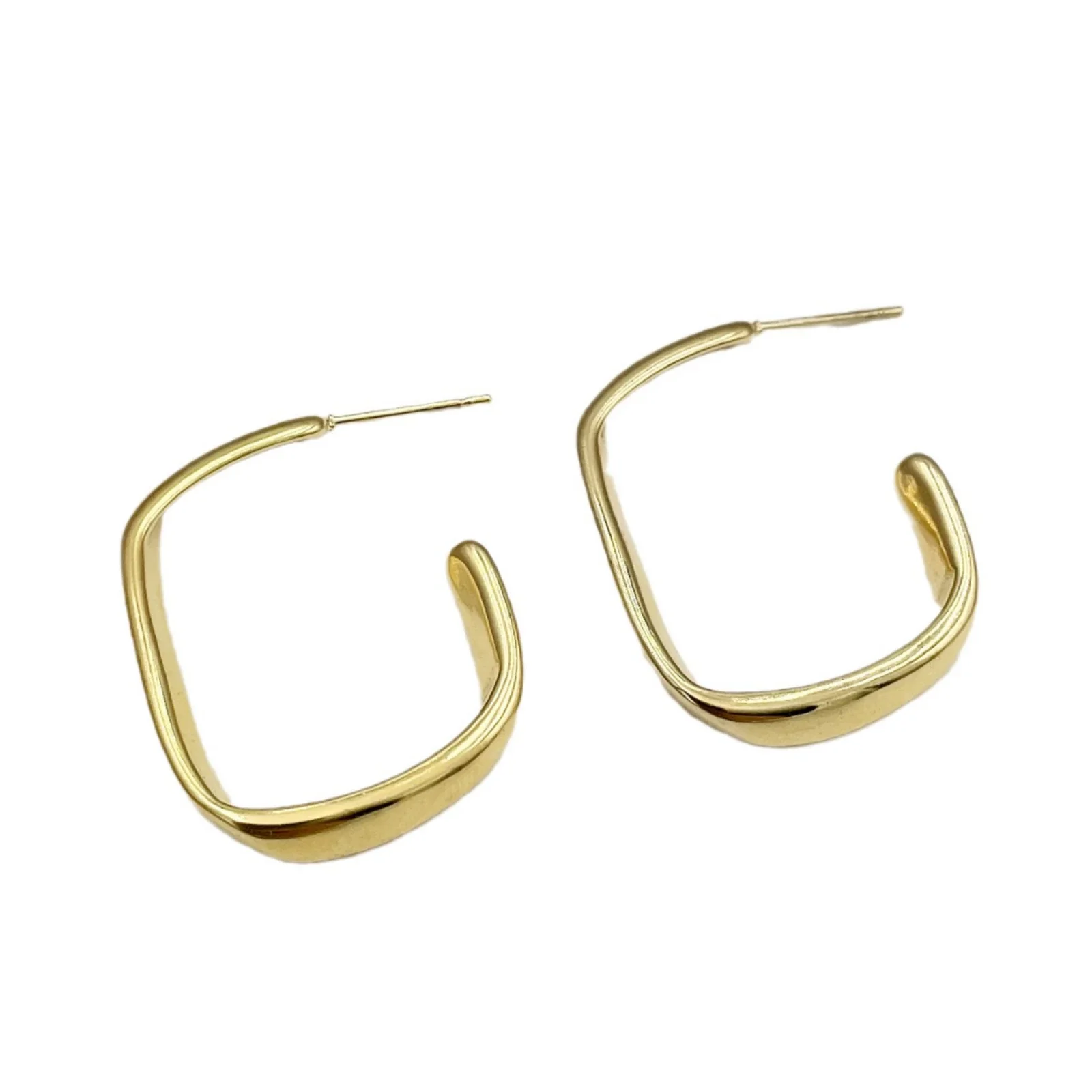 Artistic Retro Geometric Stainless Steel Square Twisted Electroplated Earrings - Image 5