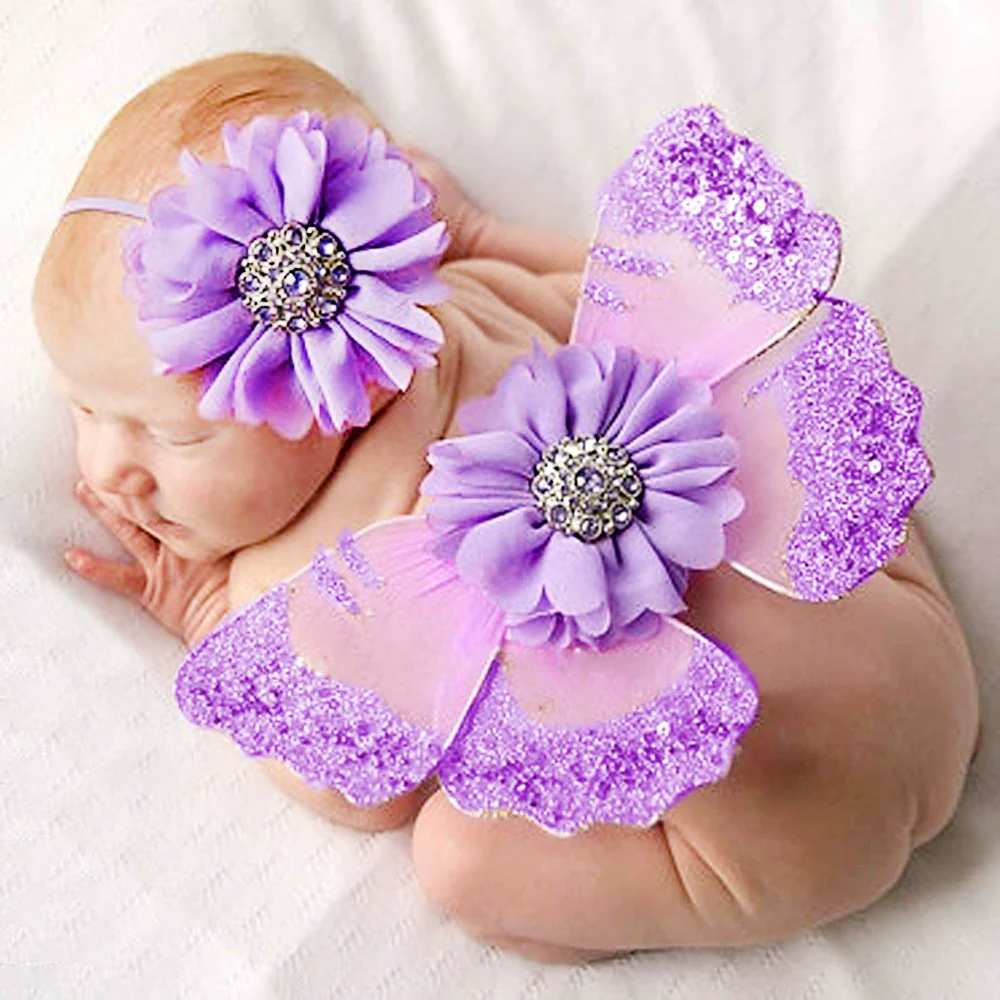 Baby Photo Props Fabric Handmade Angel And Butterfly Wings Modeling Decoration Headband - Image 5