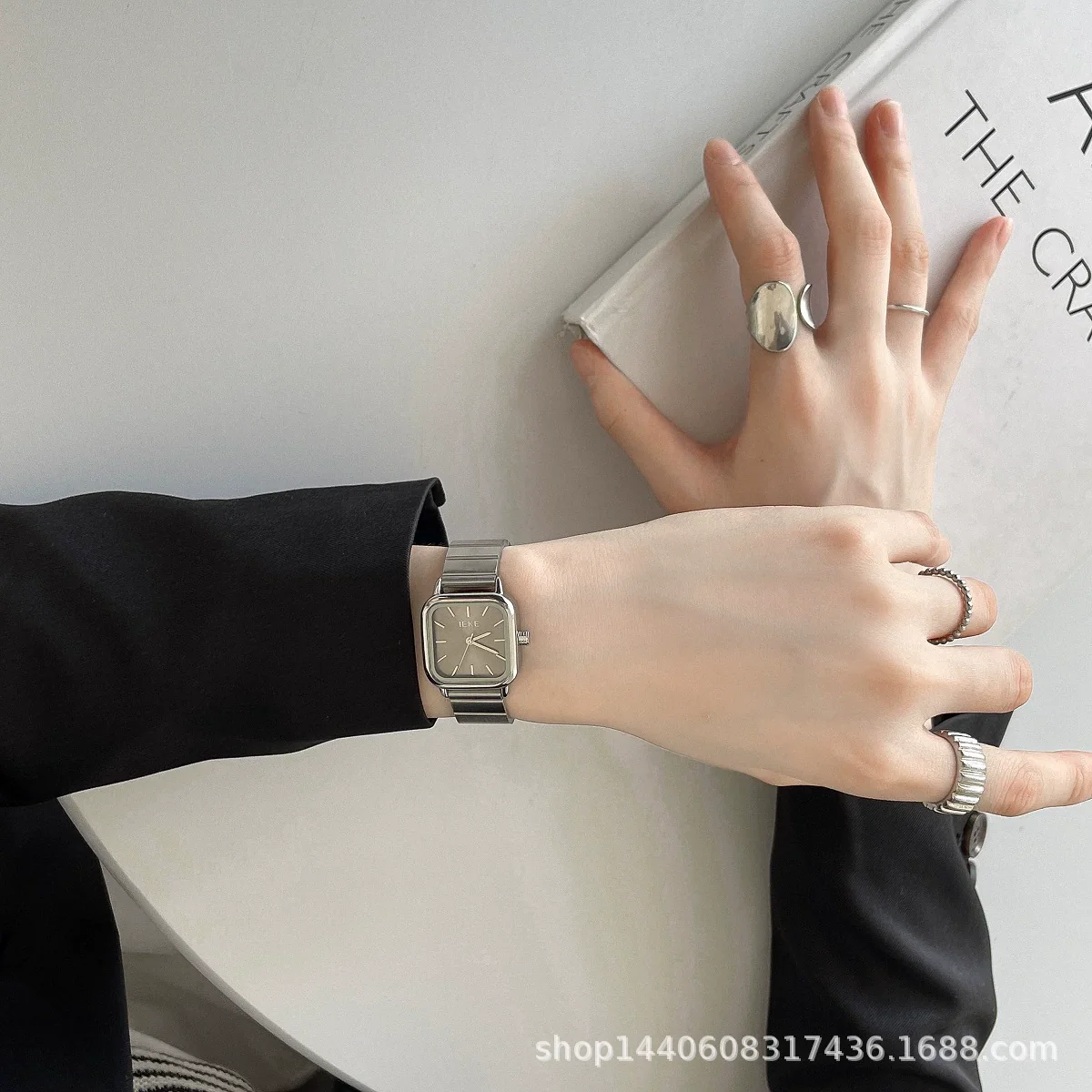 Bamboo Belt Square Dial Watch Alloy Case Ordinary Glass Mirror Retro Literary Leisure Women's Watch - Image 10