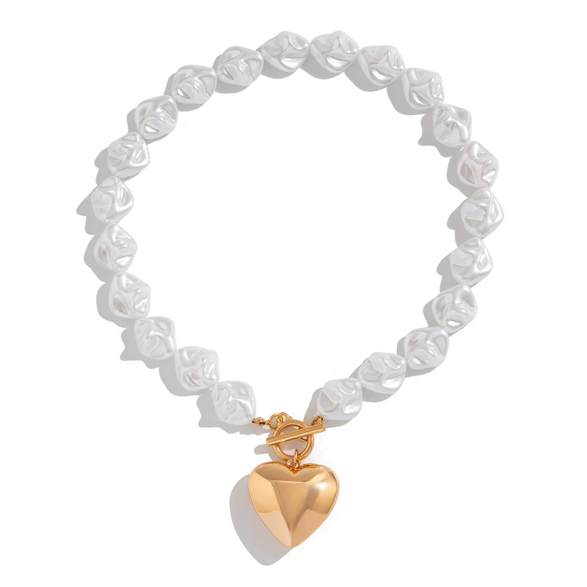 Baroque Imitation Pearl Beaded Clavicle Necklace Women's Retro French Alloy Geometric Electroplated Pendant Necklace - Image 5