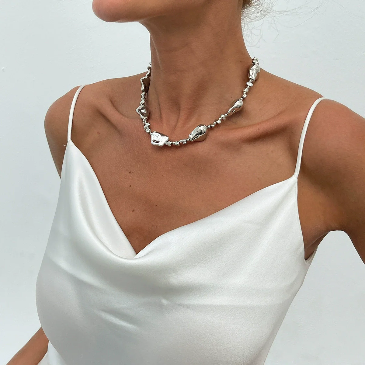 Baroque Imitation Pearl Beaded Geometric Star Tassel Alloy Electroplated Necklace For Women - Image 7