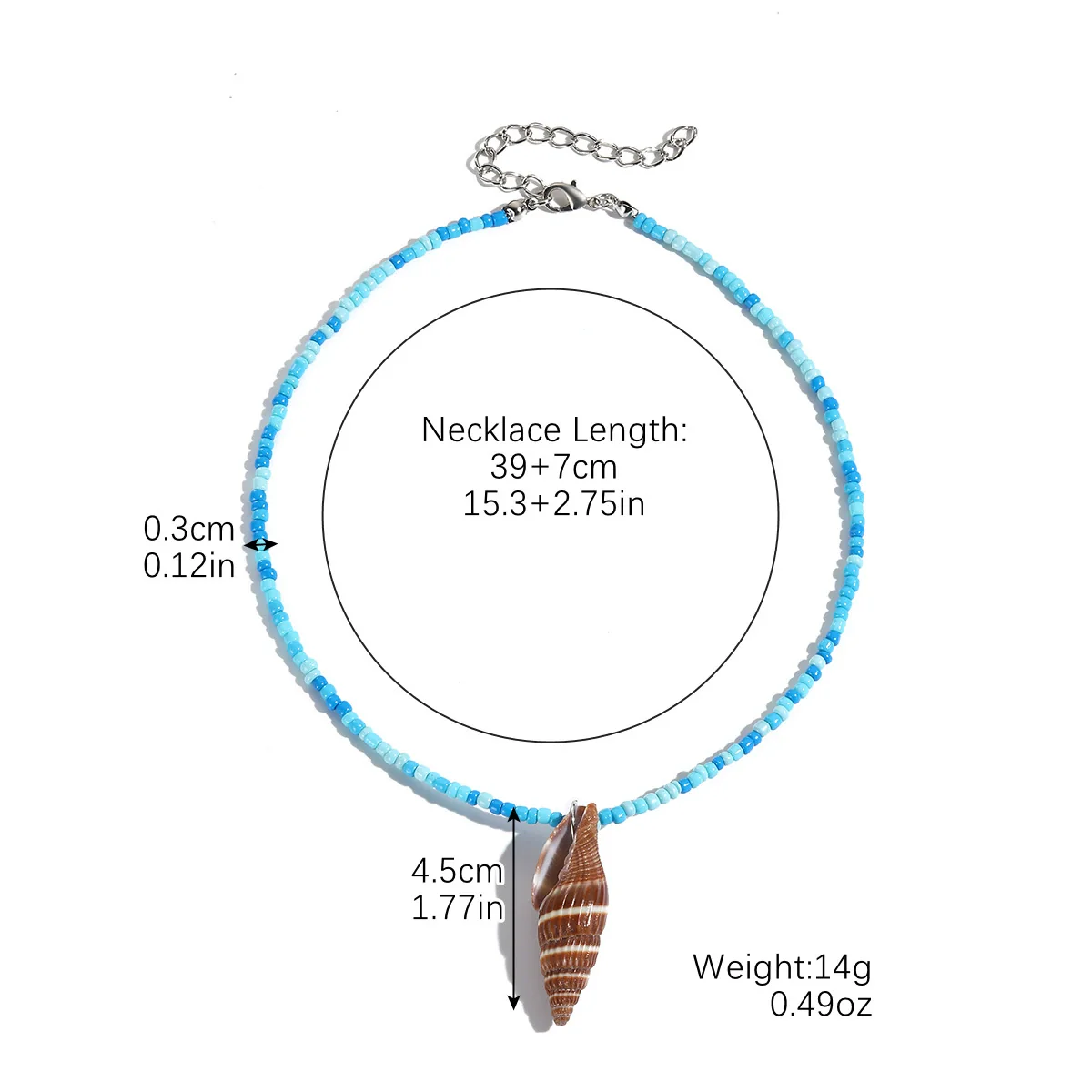 Beach Ocean Style Fishtail Shell Pendant Necklace With Beads Polish Finished Women's Jewelry - Image 7