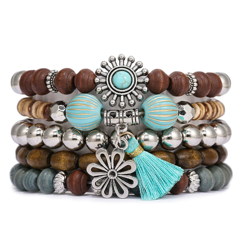 Beaded Bracelets Wood Zinc Alloy Natural Stone Geometric Electroplating Unisex - Image 14