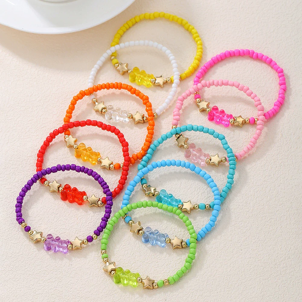 Beaded Rainbow Acrylic Animal Handmade Unisex Bracelet - Image 3